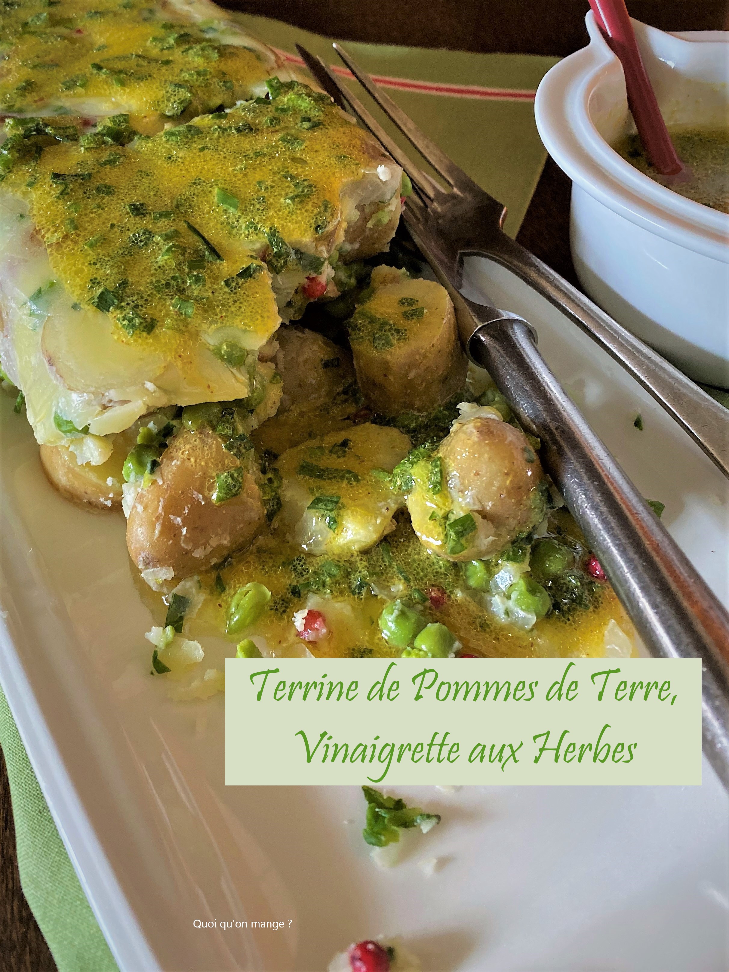 Terrine de pommes de terre, vinaigrette aux herbes