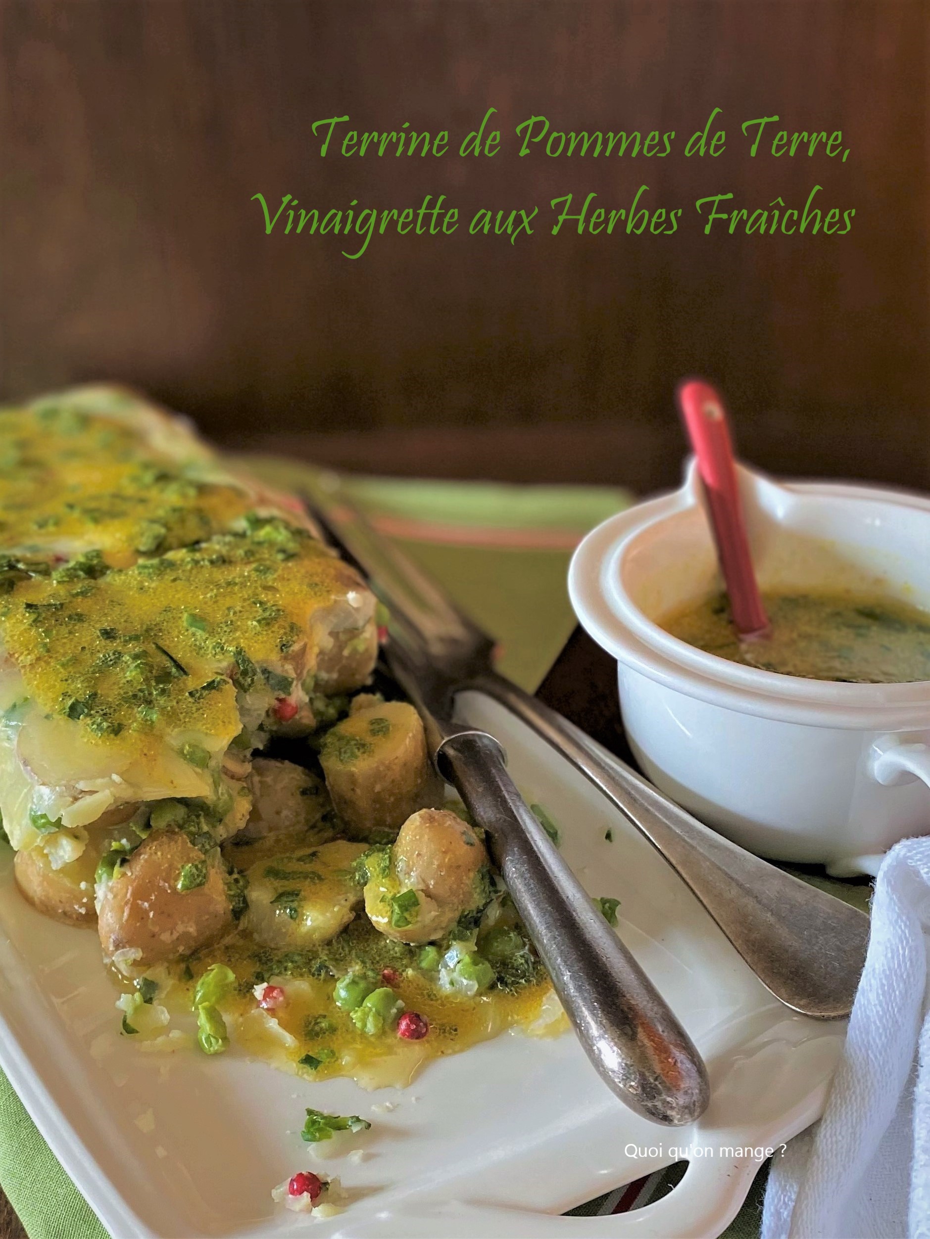 Terrine de pommes de terre, vinaigrette aux herbes