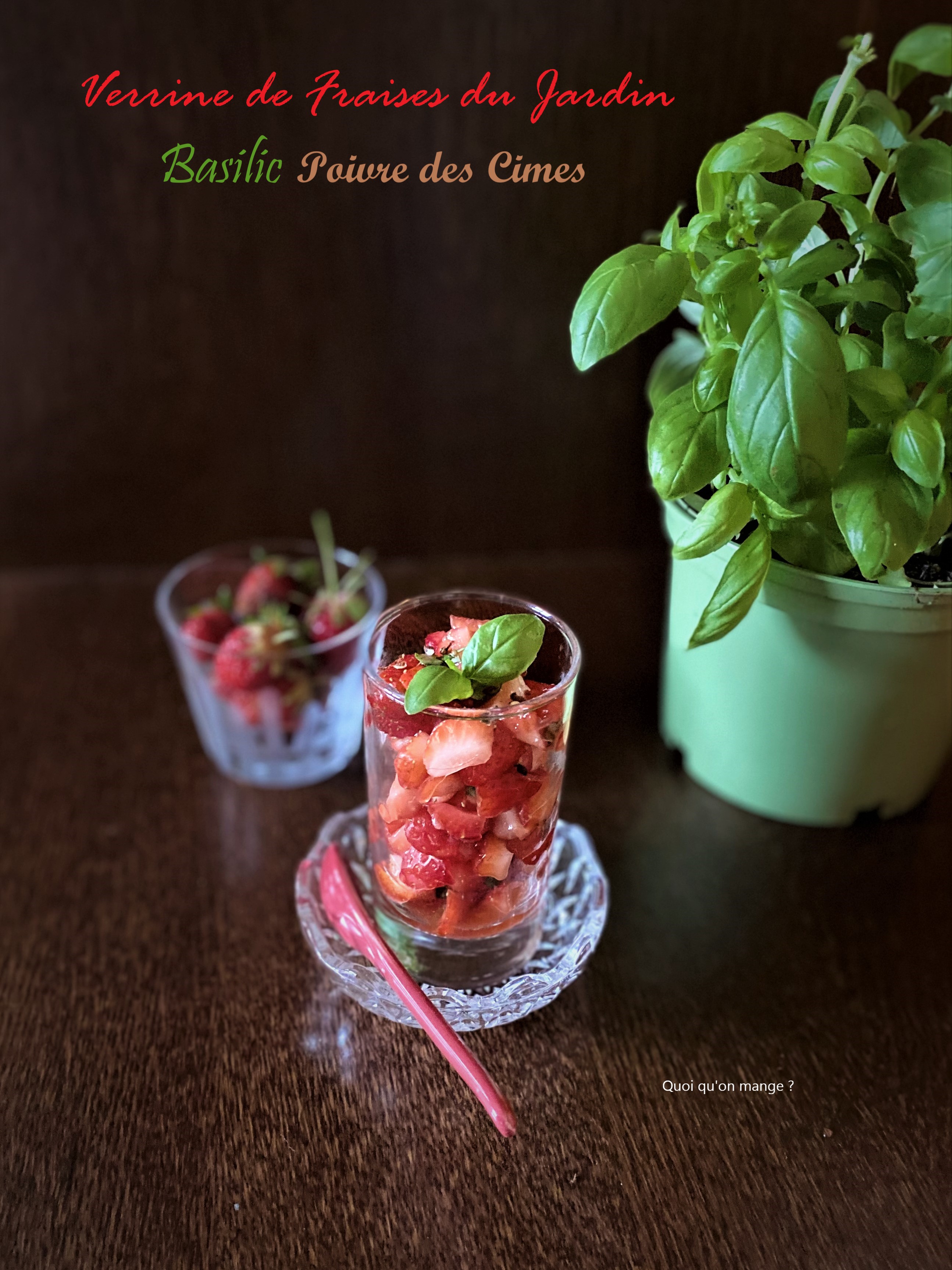 Verrines de fraises du jardin au&nbsp;basilic