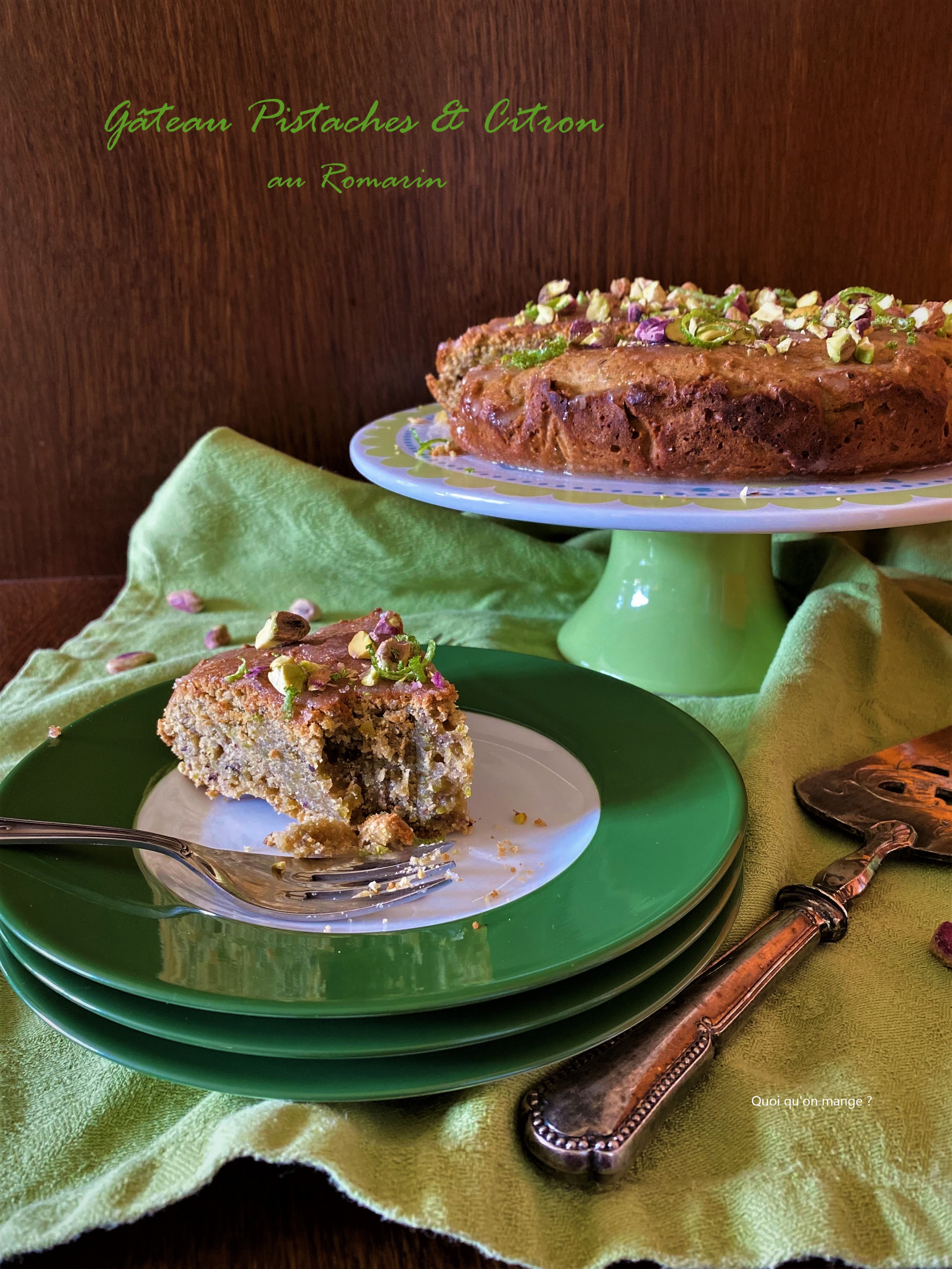 Gâteau Pistaches & Citron au Romarin