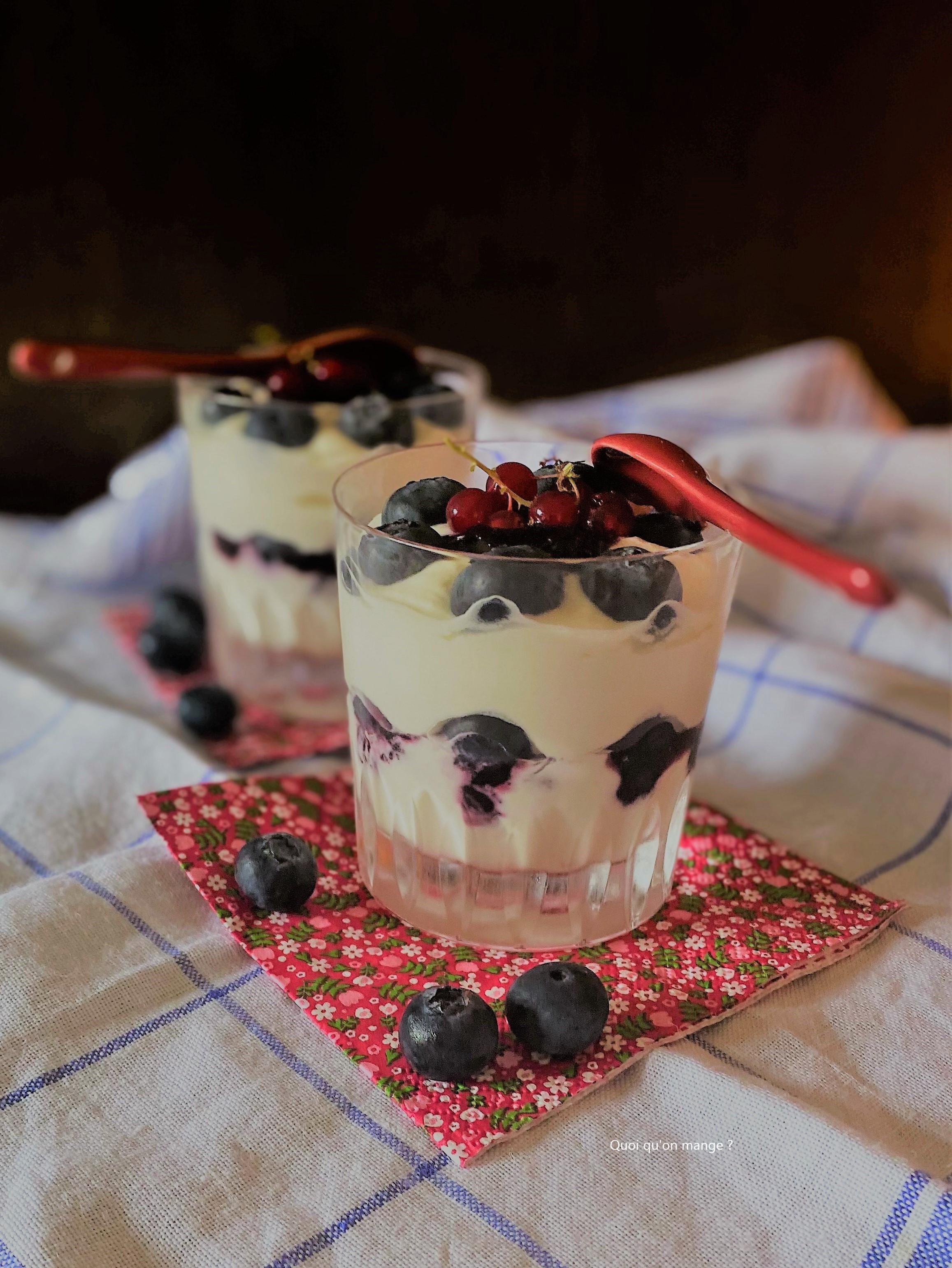 Verrines mousse de yaourt aux myrtilles