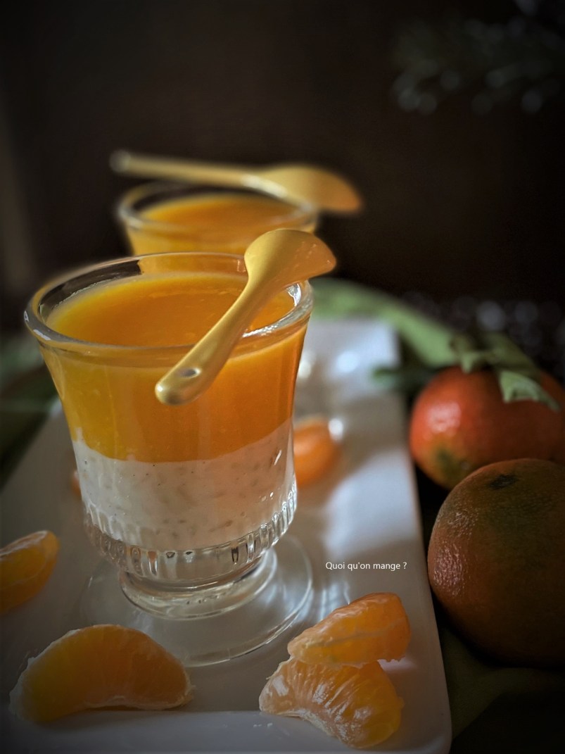 Coulis de clémentines sur riz au lait vanillé
