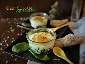 Œufs cocotte aux pousses d&rsquo;épinards