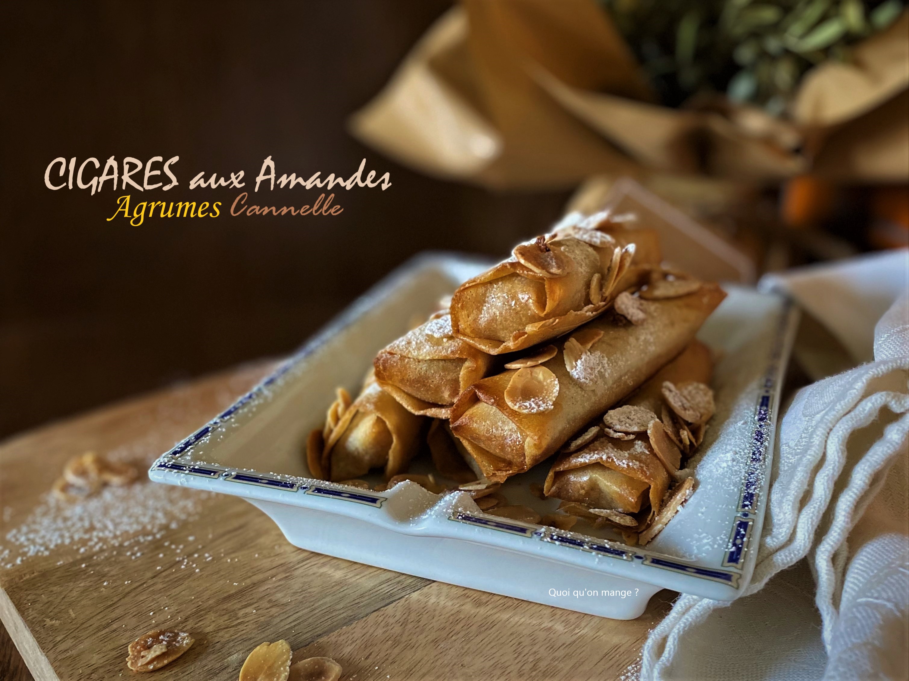 Cigares aux amandes et agrumes à la&nbsp;cannelle