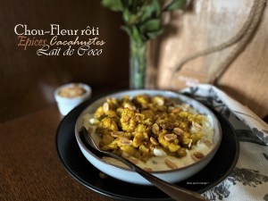 Chou-fleur rĂ´ti aux Ă©pices – cacahuètes et lait de coco