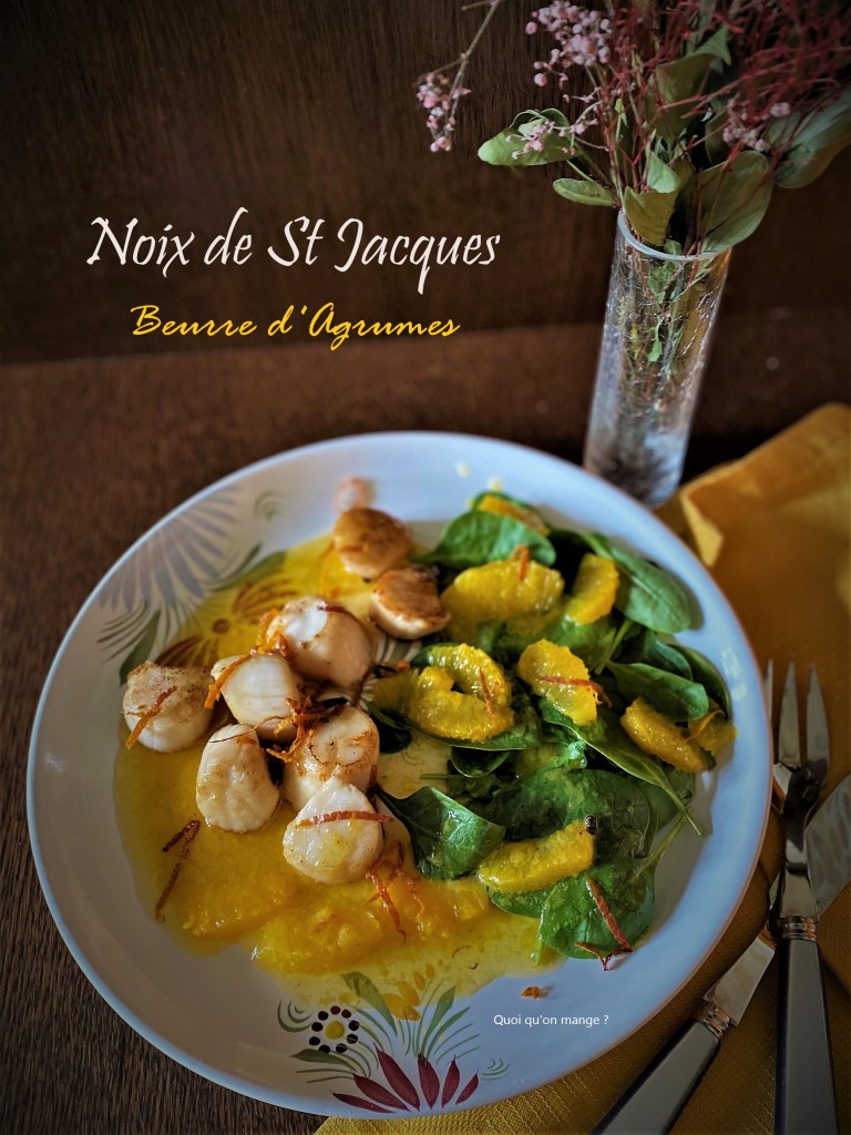 Noix de Saint-Jacques poĂȘlĂ©es au beurre d'agrumes