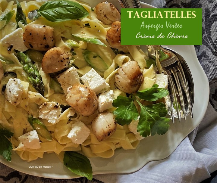 Tagliatelles à la crème de chèvre et asperges&nbsp;croquantes
