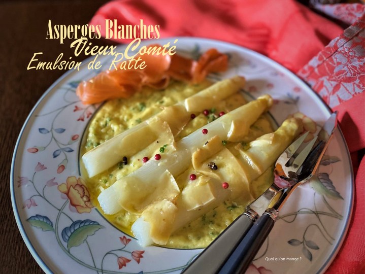 Asperges blanches au vieux Comté – émulsion de&nbsp;Ratte