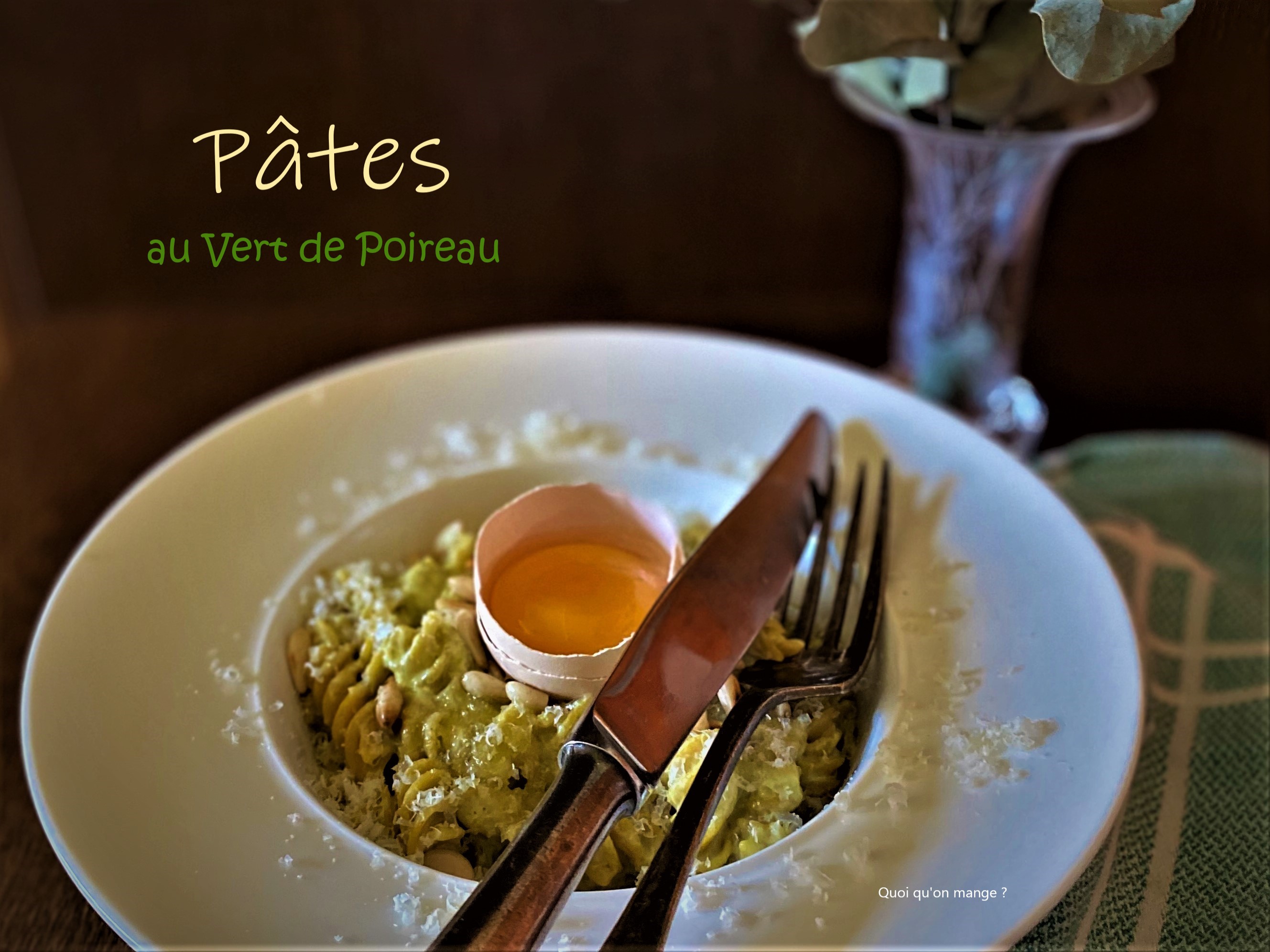 Pâtes au vert de poireaux – recette de Julien&nbsp;Duboué