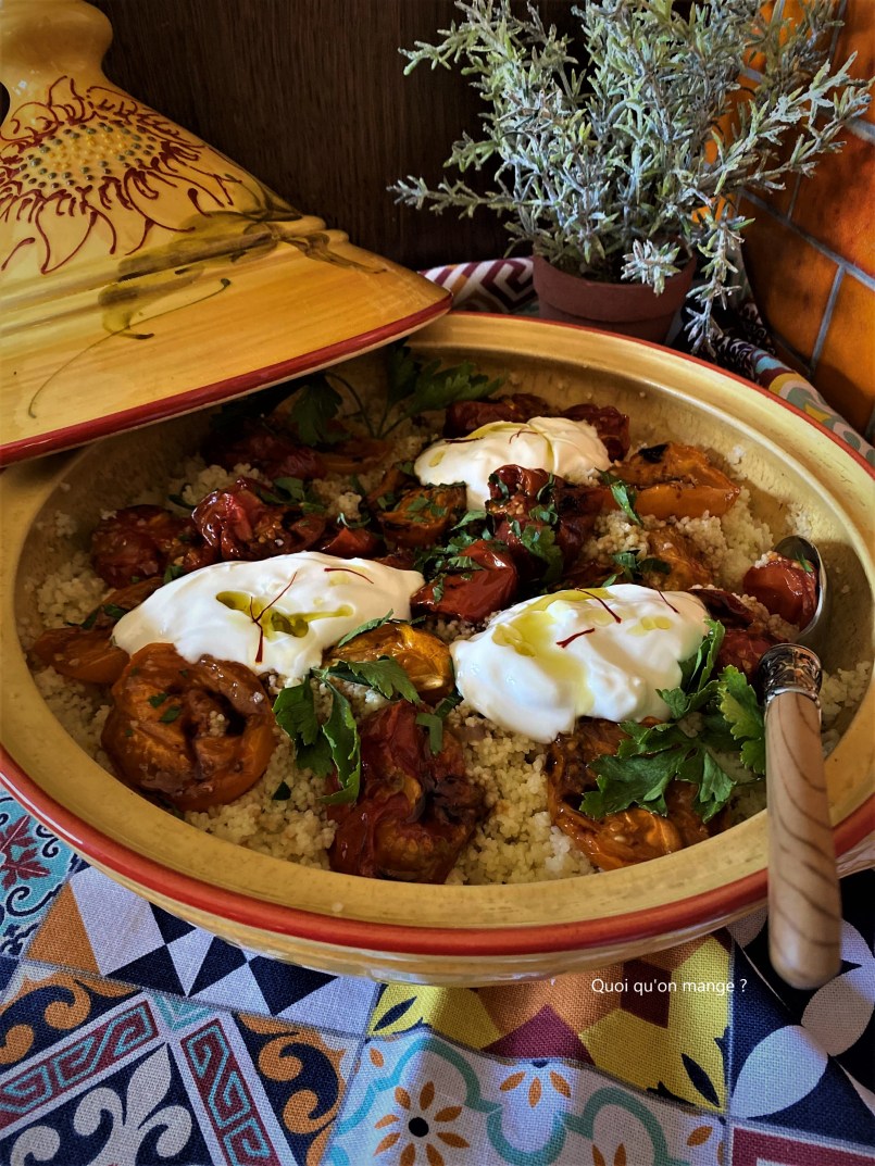 Couscous au tomates rôties au four