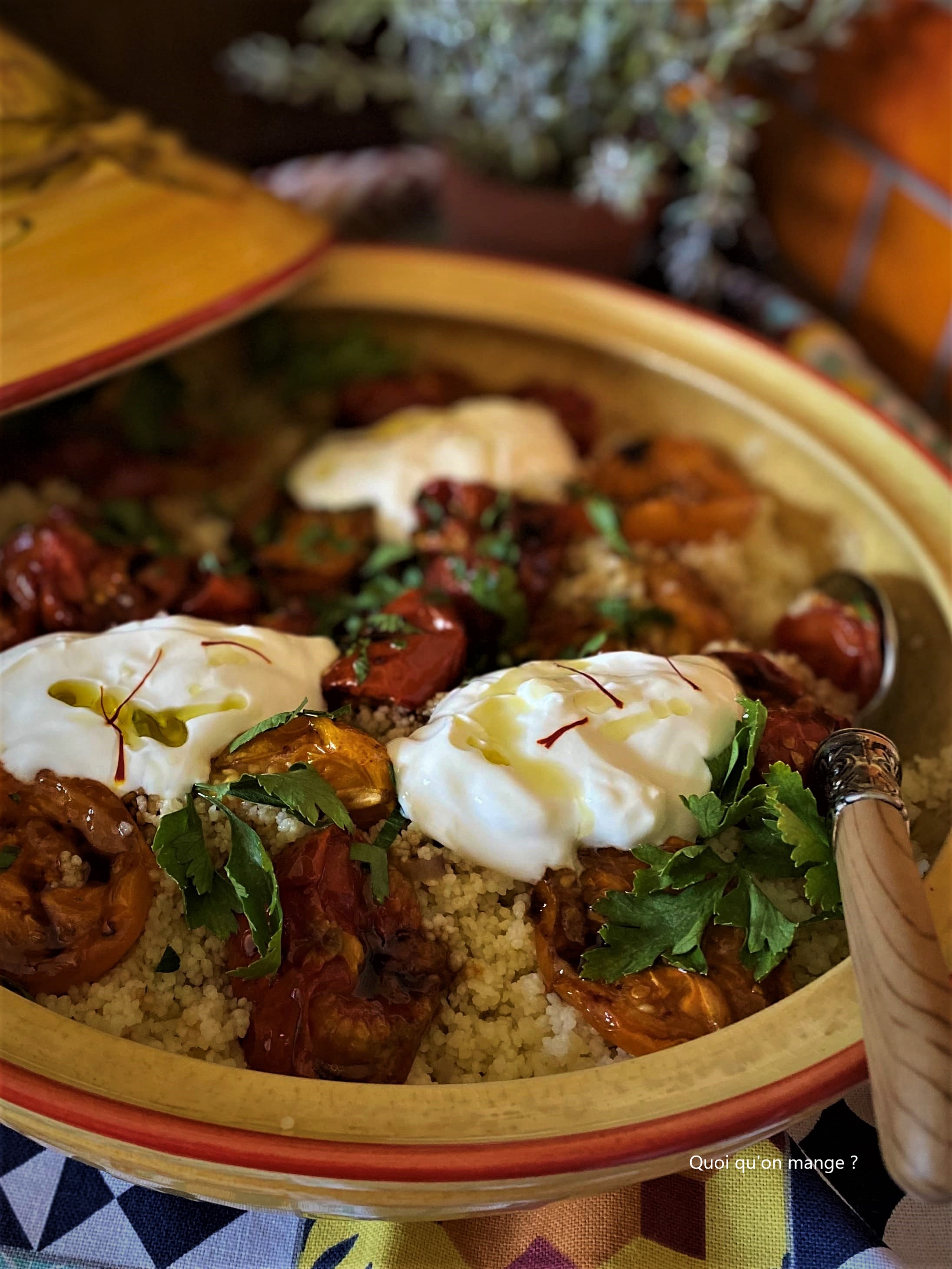 Couscous au tomates rôties au four