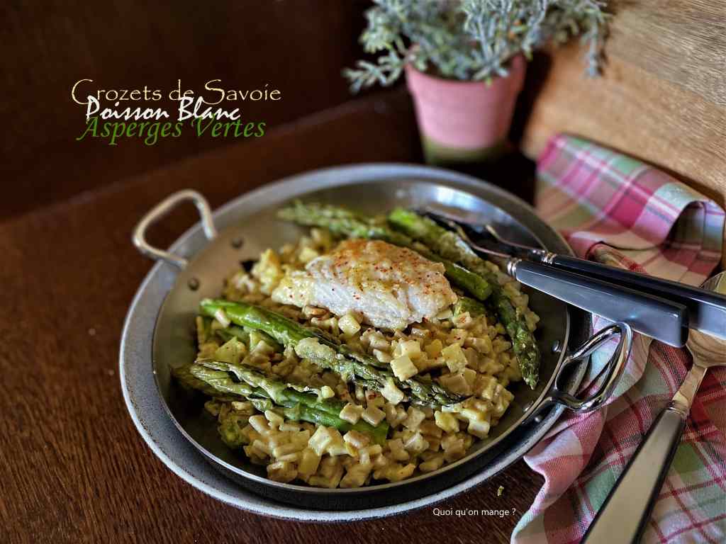 Crozets de Savoie crémeux aux asperges vertes et poisson&nbsp;blanc