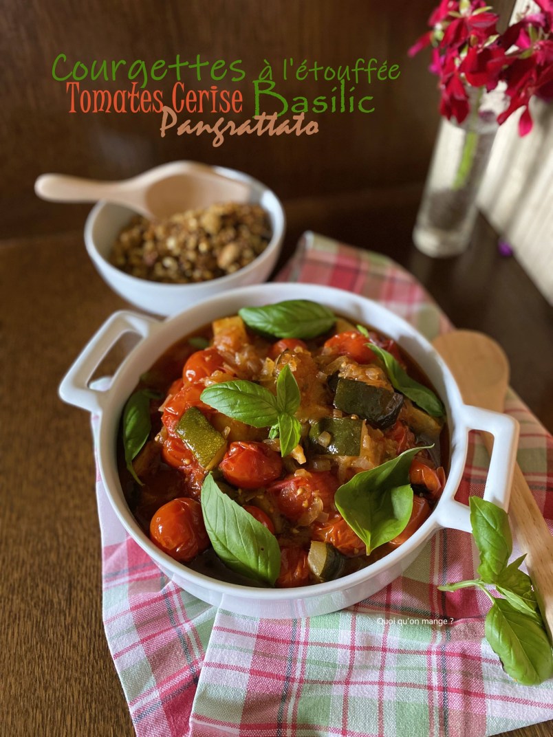 Courgettes à l'étouffée et Pangrattato