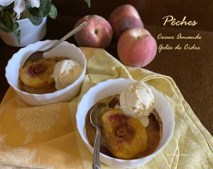 Pêches cœur amande sur gelée de cidre – inspiration Alain&nbsp;Passard