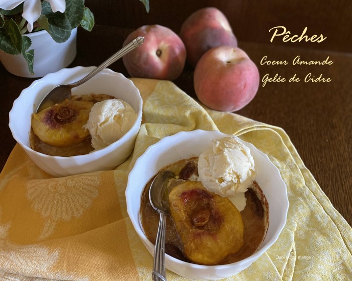 Pêches cœur amande sur gelée de cidre – inspiration Alain&nbsp;Passard