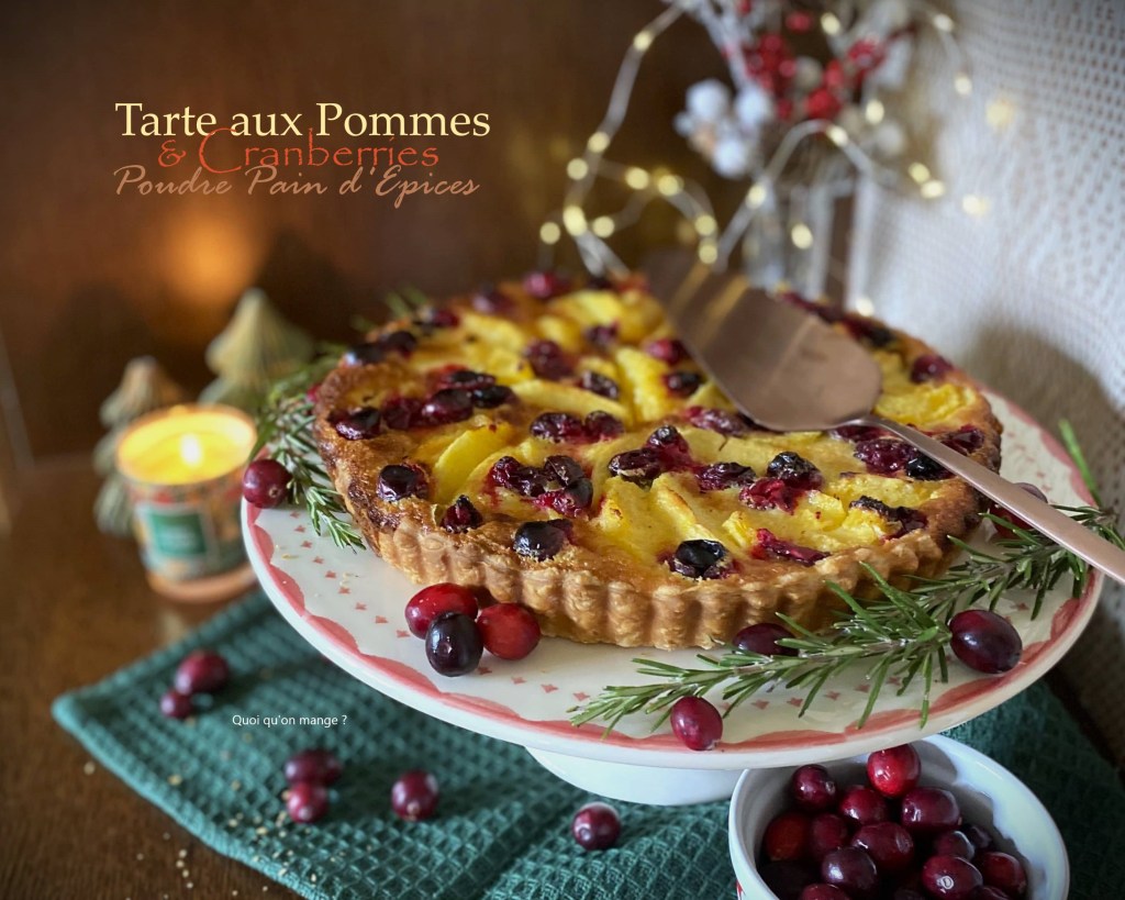 Tarte aux pommes, cranberries et poudre à pain&nbsp;d&rsquo;épices