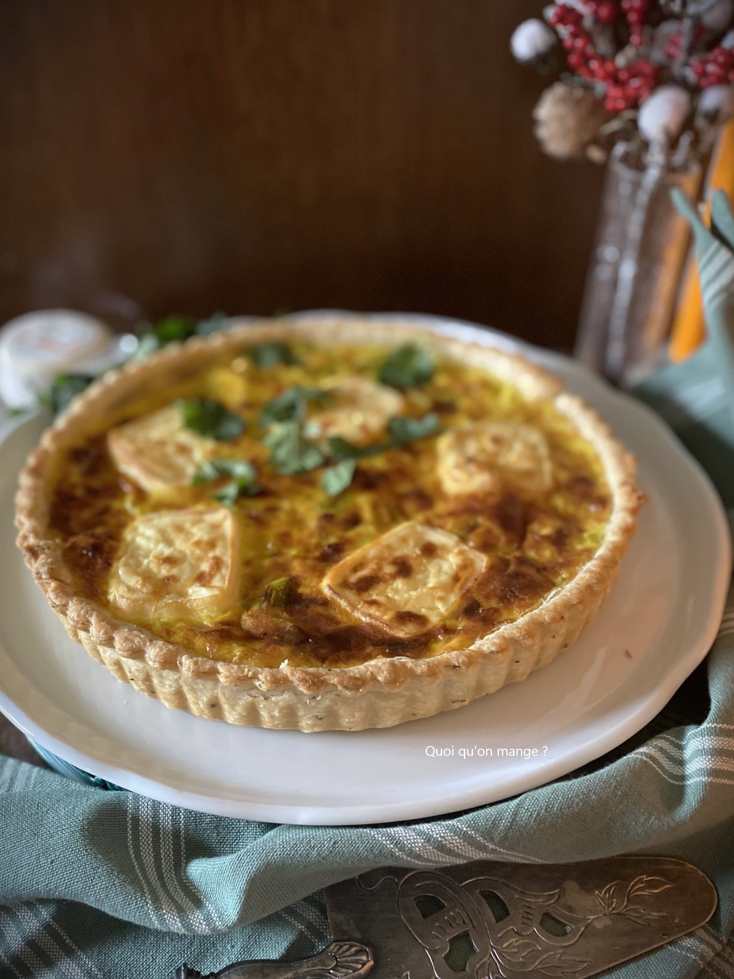Tarte aux poireaux et fromage de chèvre