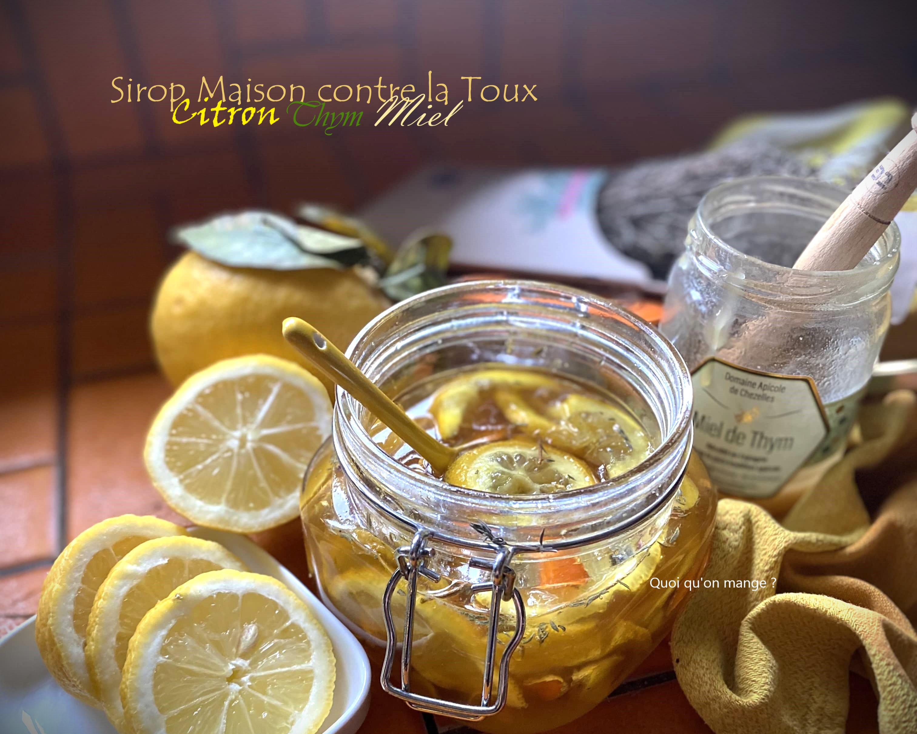 Sirop maison contre la toux au bon goût de miel ~ de citron et de&nbsp;thym