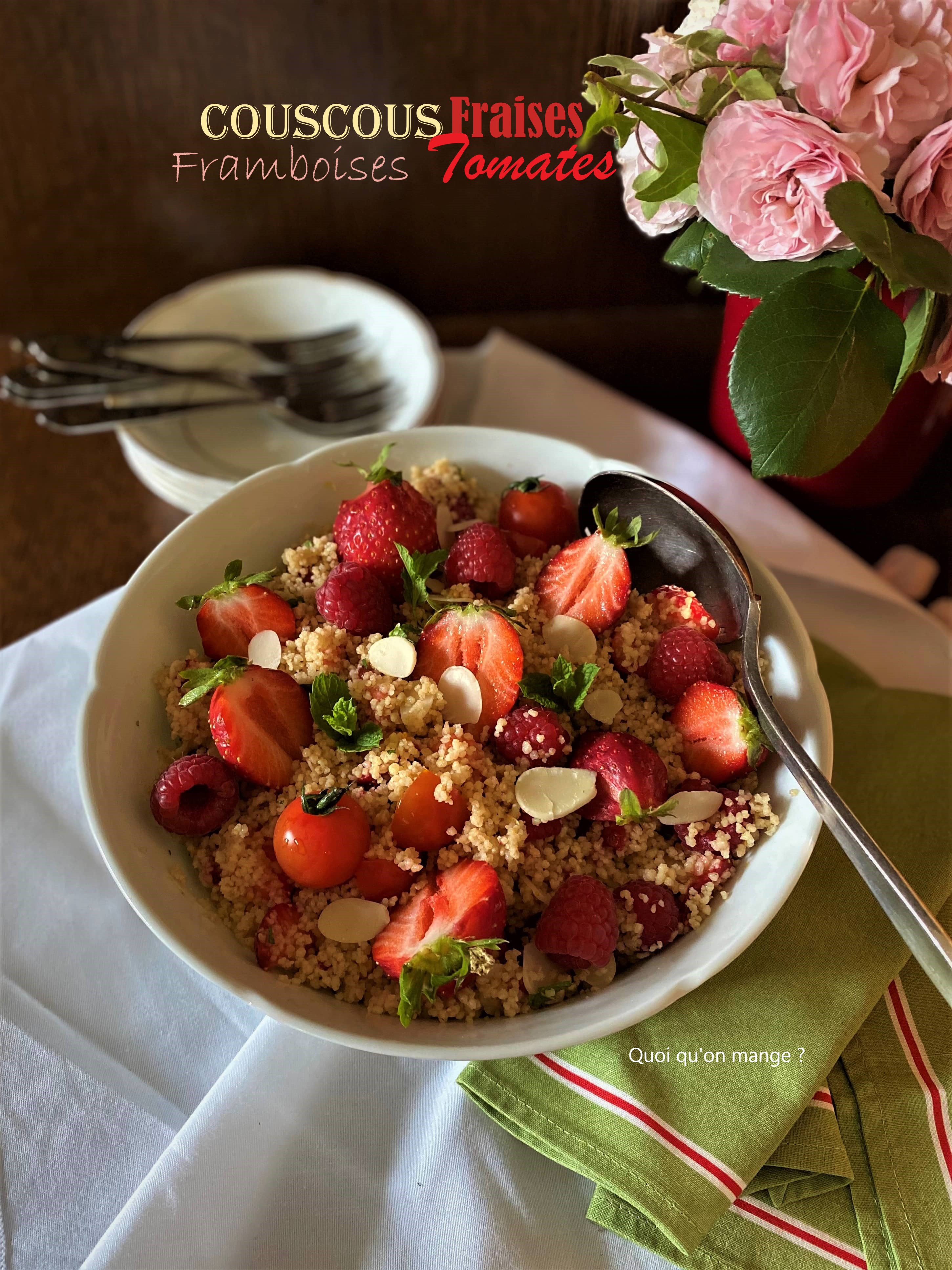 Taboulé de l'été aux fraises, framboises et tomates