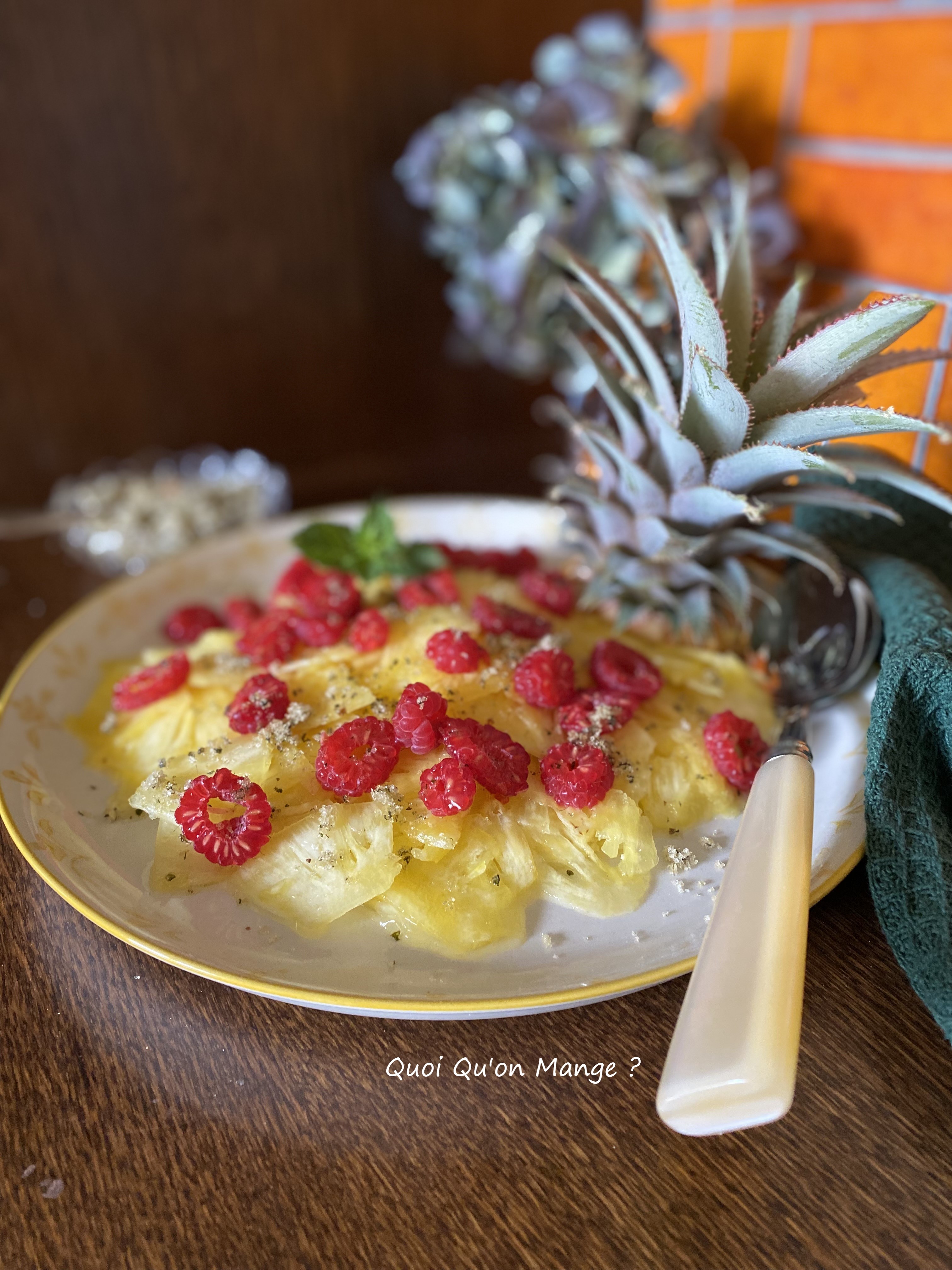Carpaccio d'Ananas, Sucre aromatisé à la Menthe