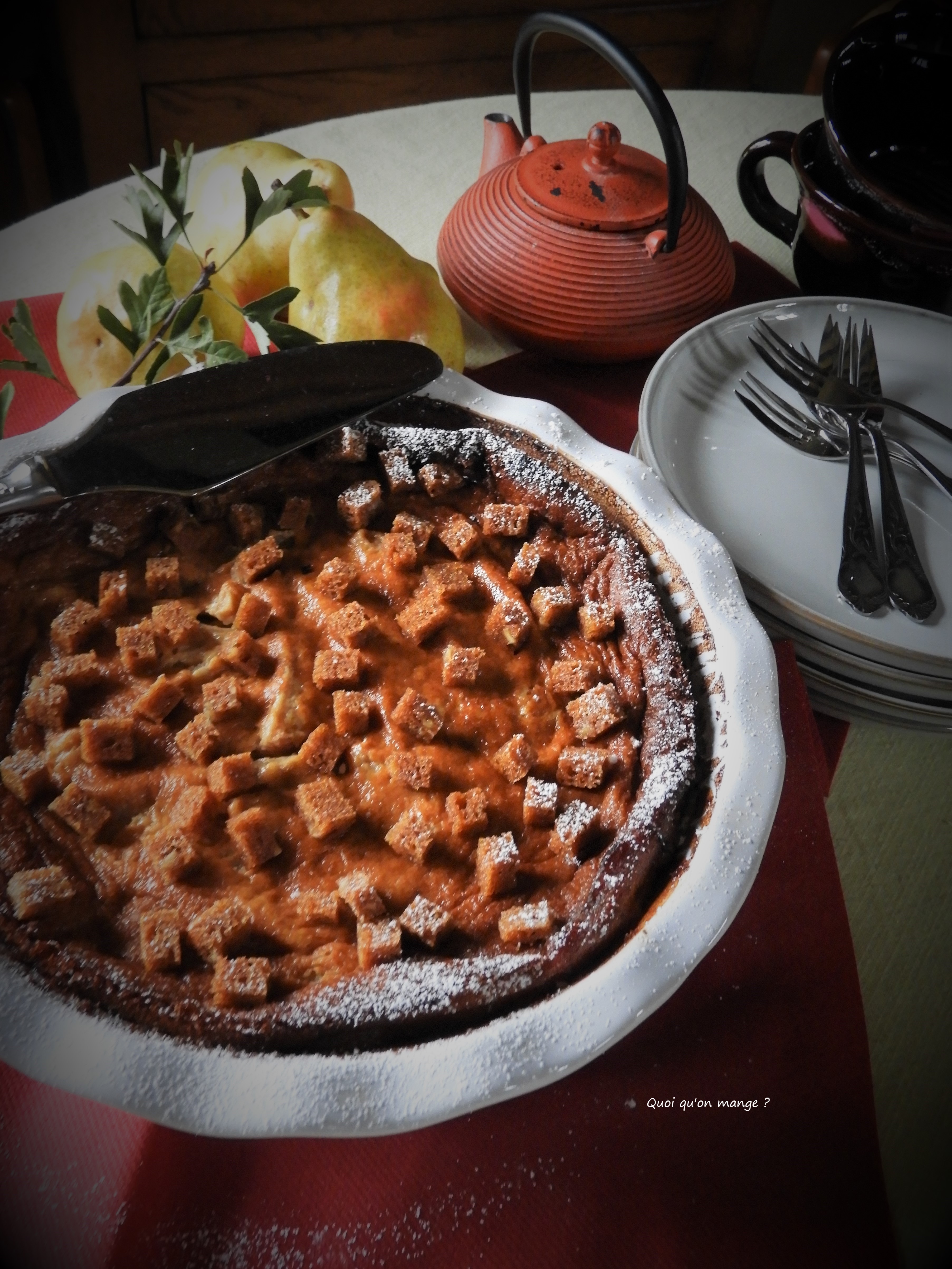 Clafoutis aux poires, saveur pain d'épices