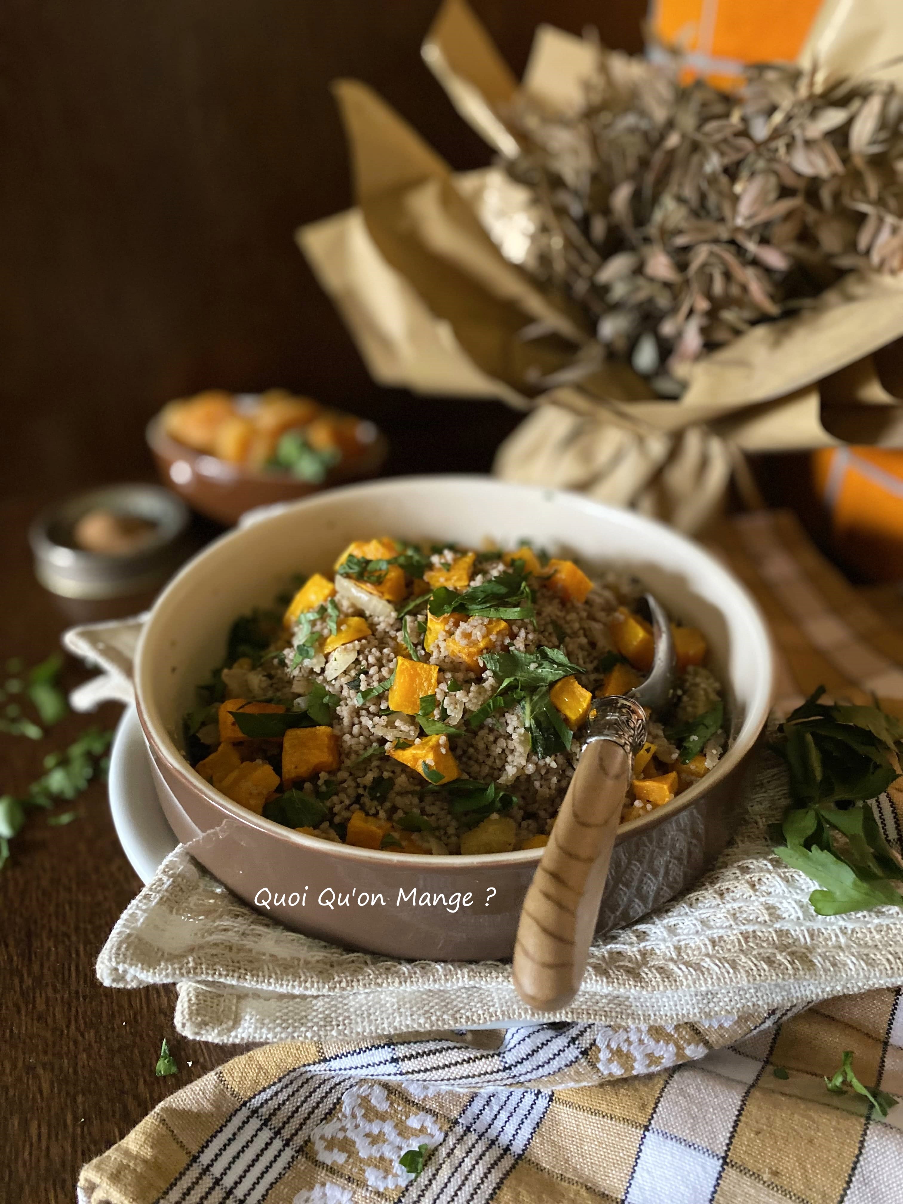 Couscous de sarrasin à la butternut rôtie et aux abricots secs