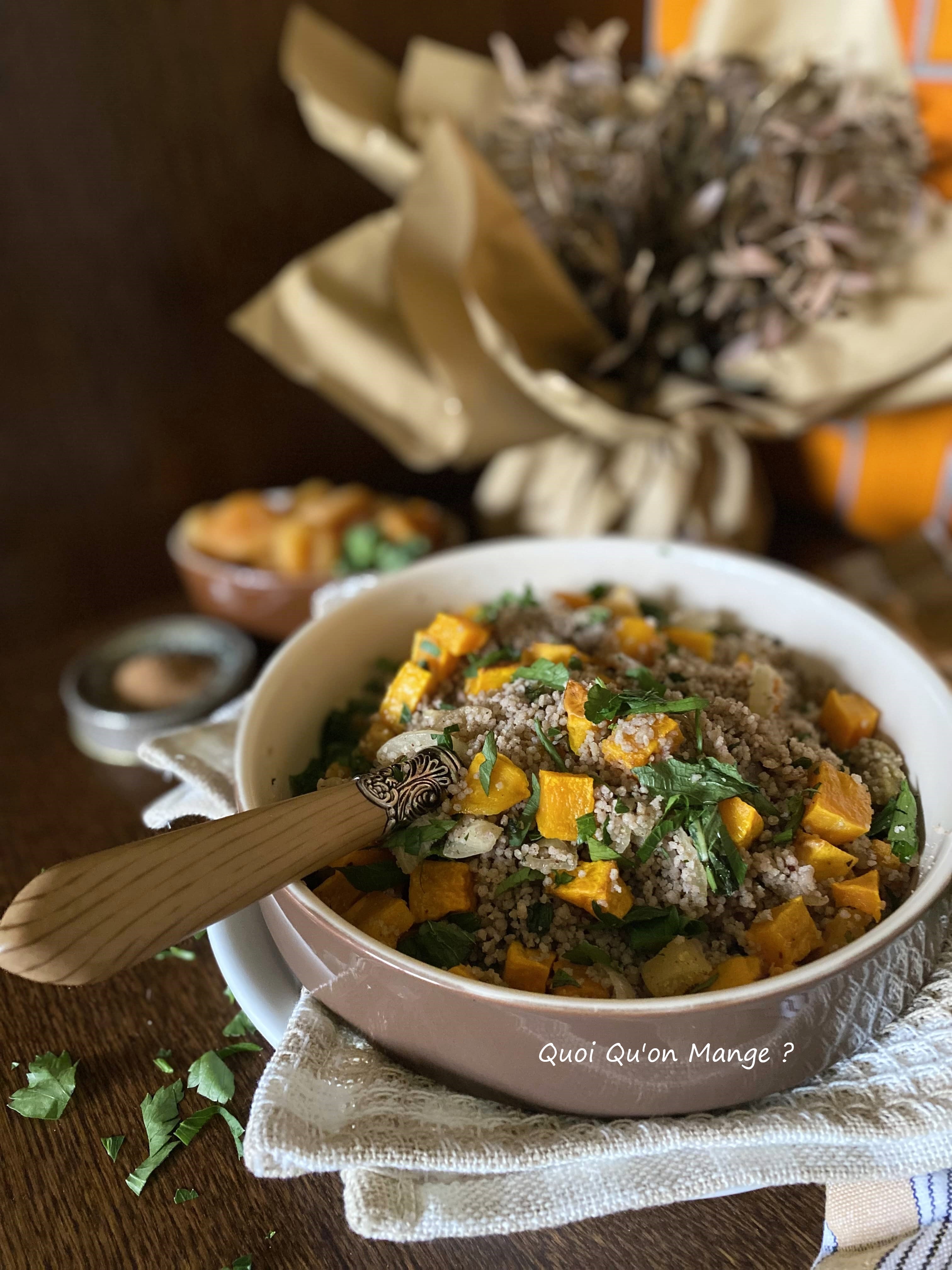Couscous de sarrasin à la butternut rôtie et aux abricots secs