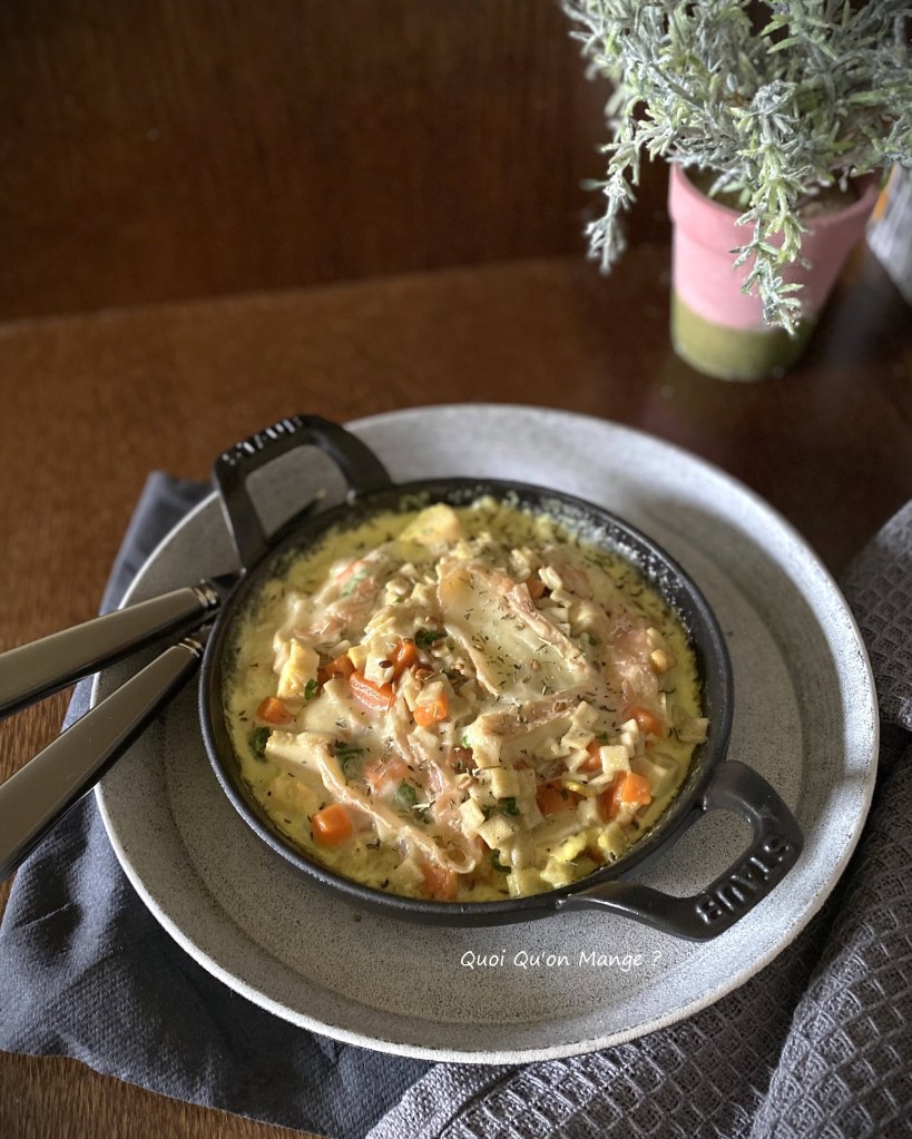 Gratin de Crozets aux carottes, sauce fromagĂšre