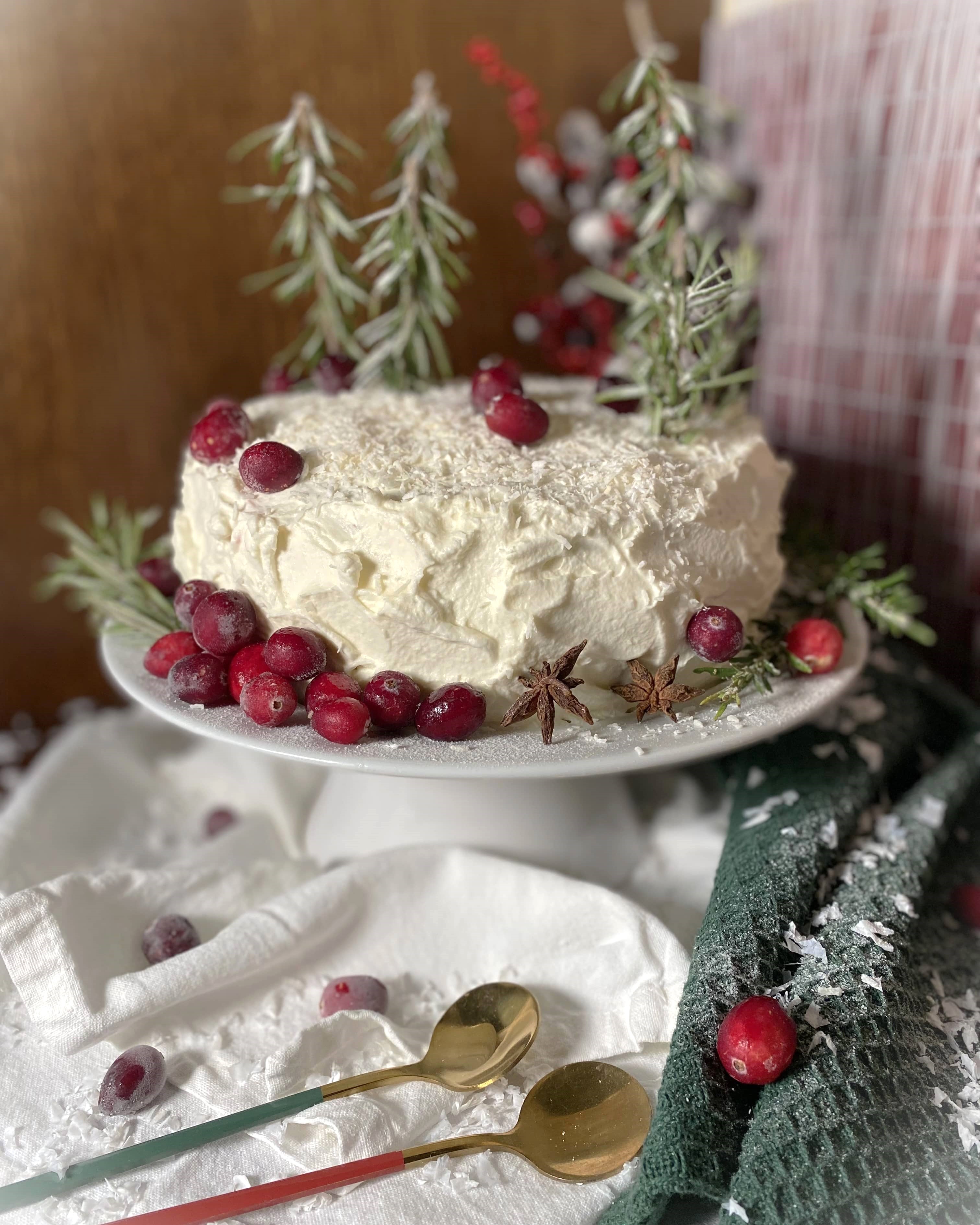 Gâteau Blanc d'Hiver à la compotée de Cranberries