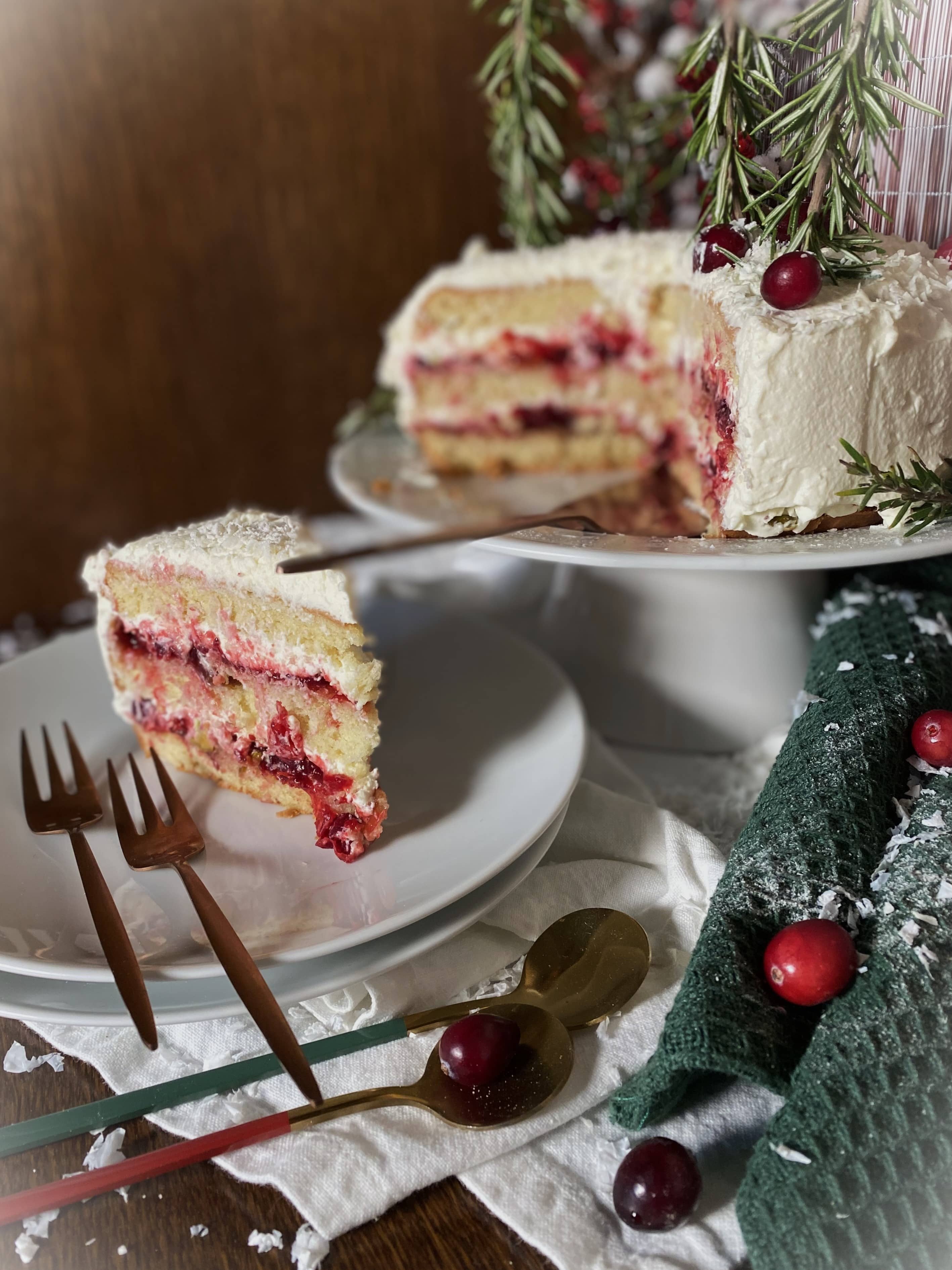 Gâteau Blanc d'Hiver à la compotée de Cranberries