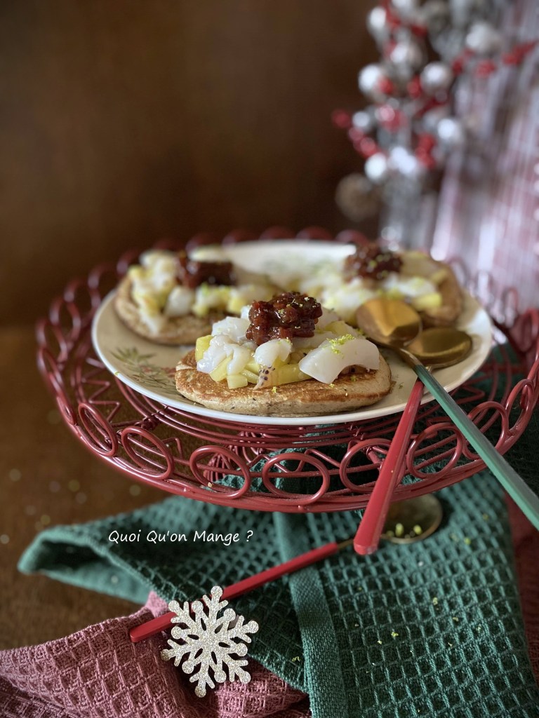Toast Blini au Sarrasin, Carpaccio de St Jacques