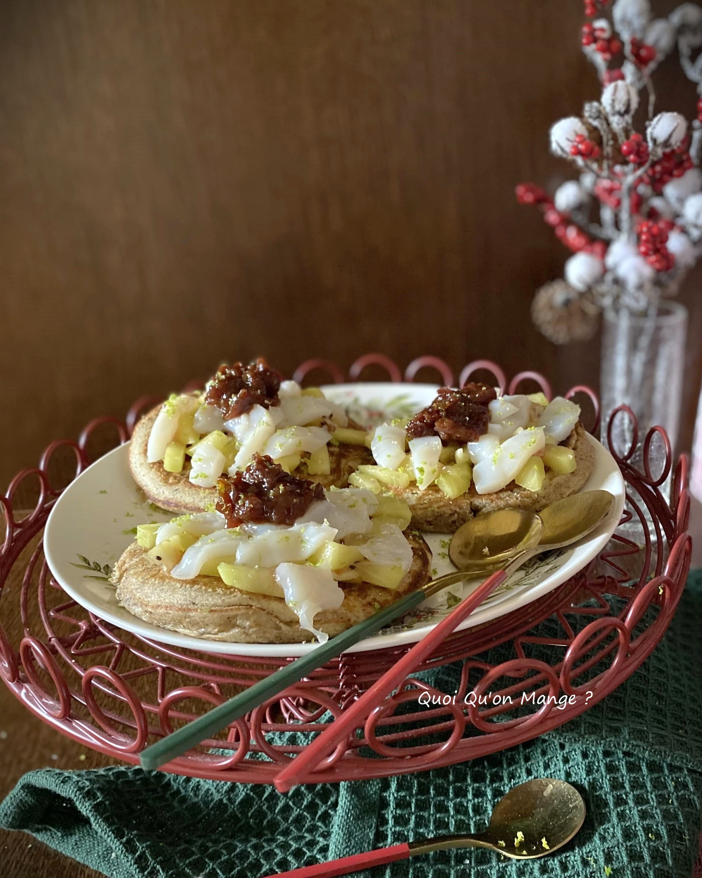 Toast Blini au Sarrasin, Carpaccio de St Jacques