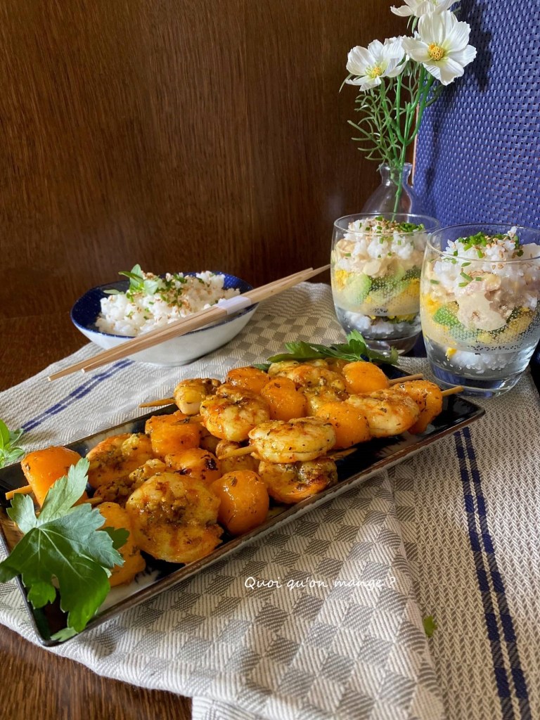 Brochettes Gambas Melon