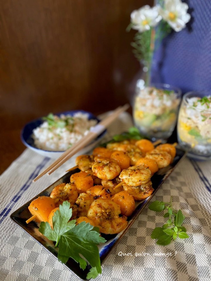 Brochettes Gambas Melon