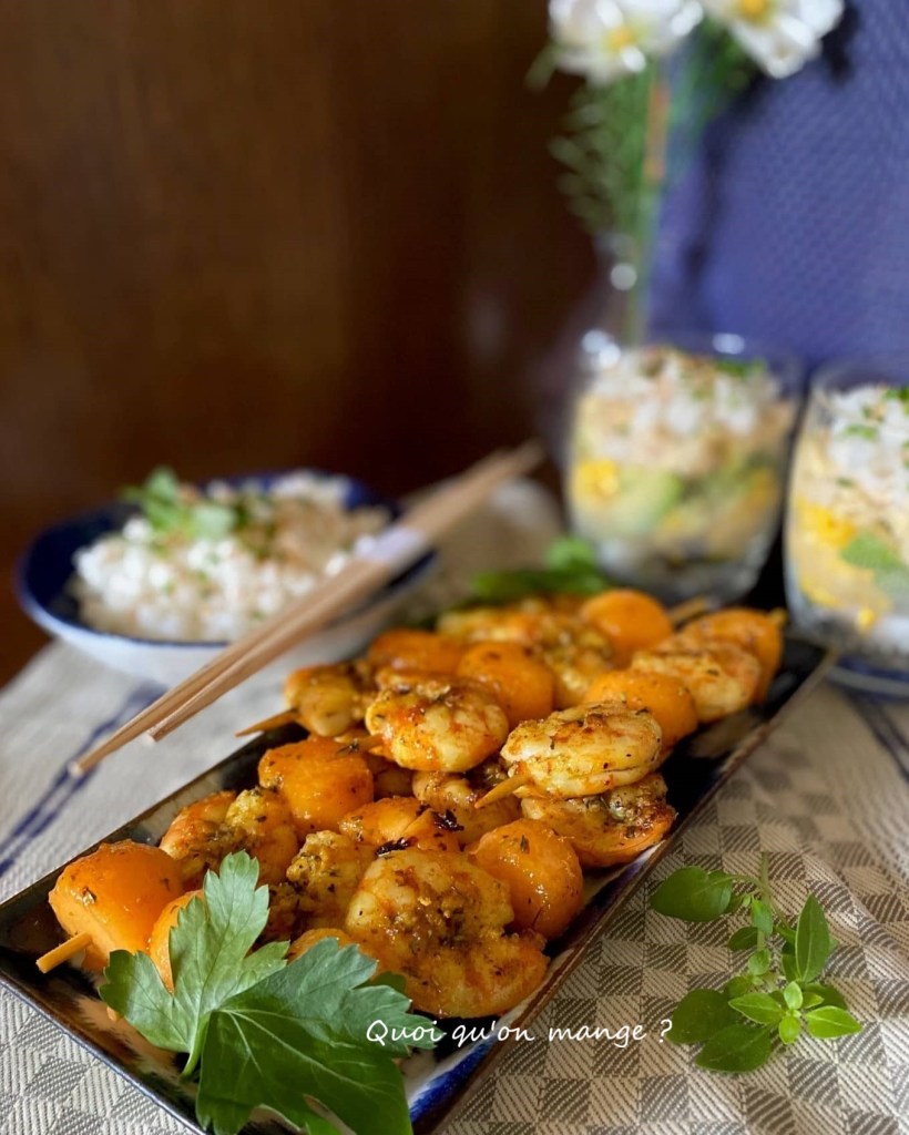 Brochettes Gambas Melon