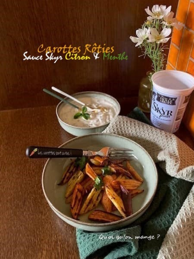 Carottes rôties à l&rsquo;orange – Sauce Skyr citron et&nbsp;menthe