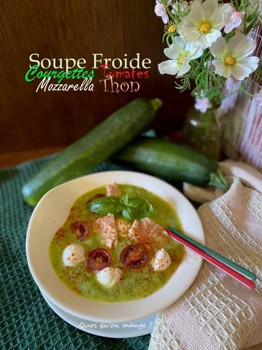 Soupe froide de Courgettes – Thon et Mozzarella