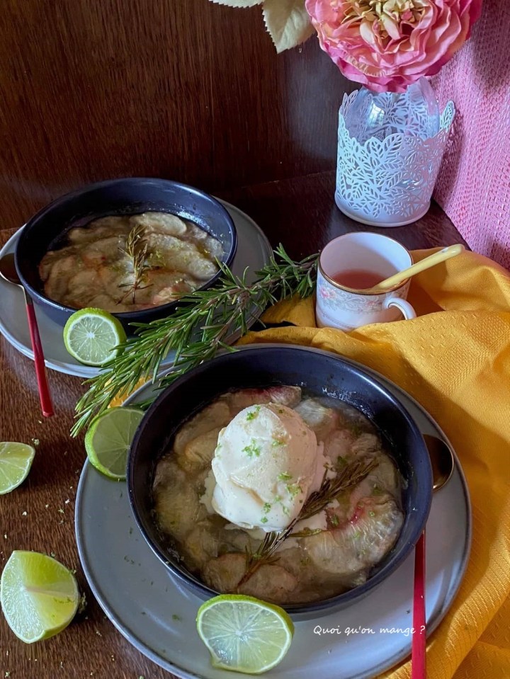 Gratin de Pêches au Romarin et Citron Vert