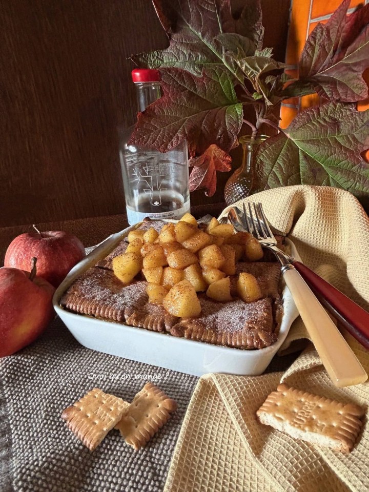 Gâteau Pudding aux Petit Beurre, à la Pomme & au Sirop d'Erable