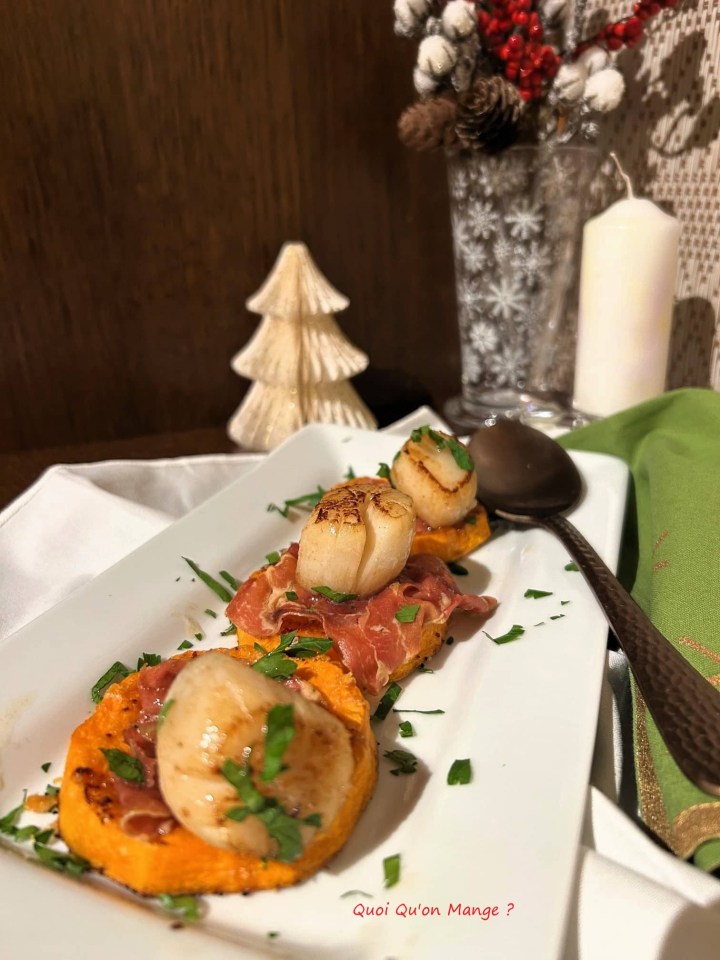 Noix de Saint-Jacques sur Butternut rôtie