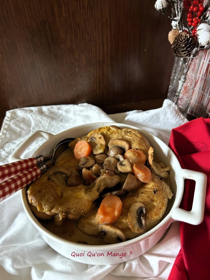 Suprêmes de Poulet au Cidre, Carottes & Champignons