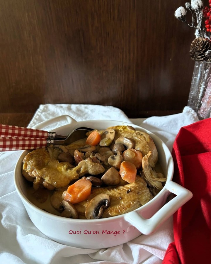Suprêmes de Poulet au Cidre, Carottes & Champignons