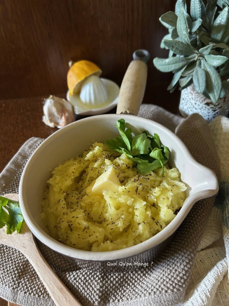 Ecrasée de Pommes de Terre Grenaille, Ail, Citron et Huile d'Olive