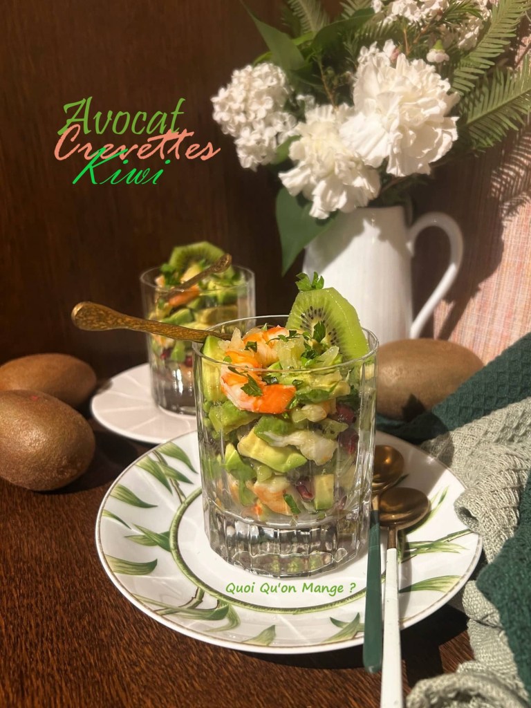 Verrines Avocat Crevettes et Kiwi