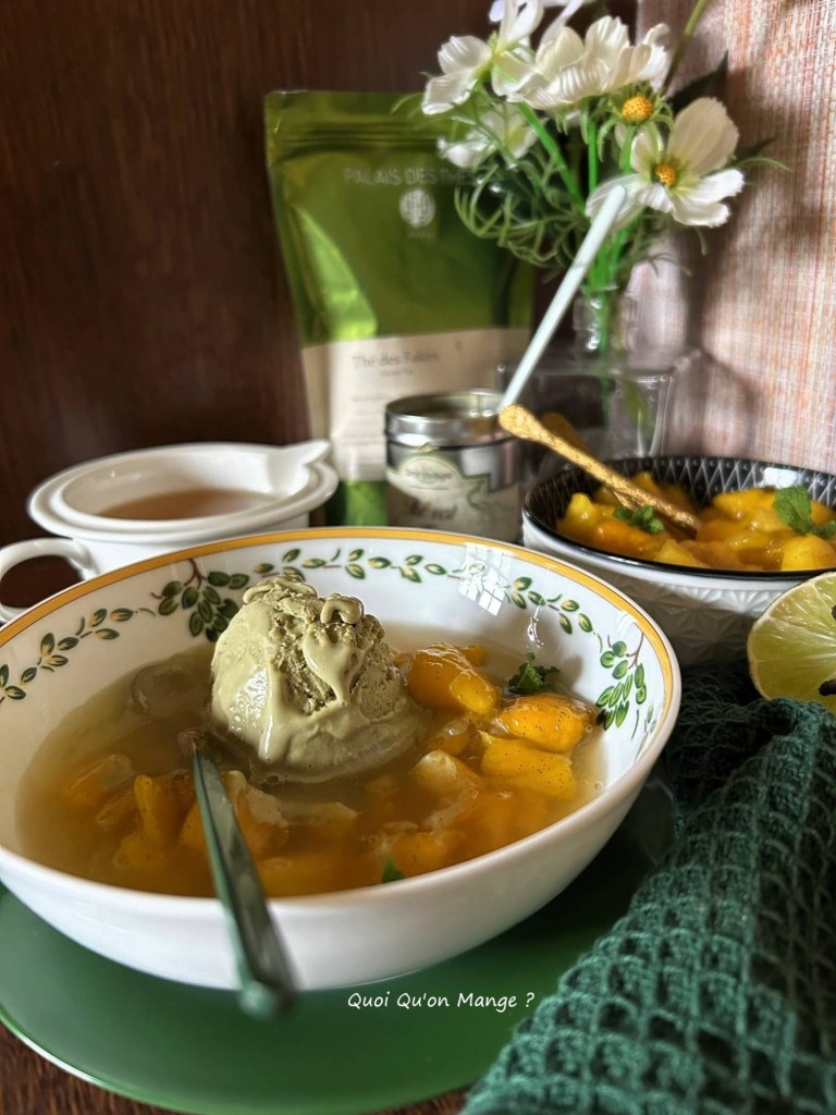 Nage de Mangue Confite au Thé Vert - Glace Matcha