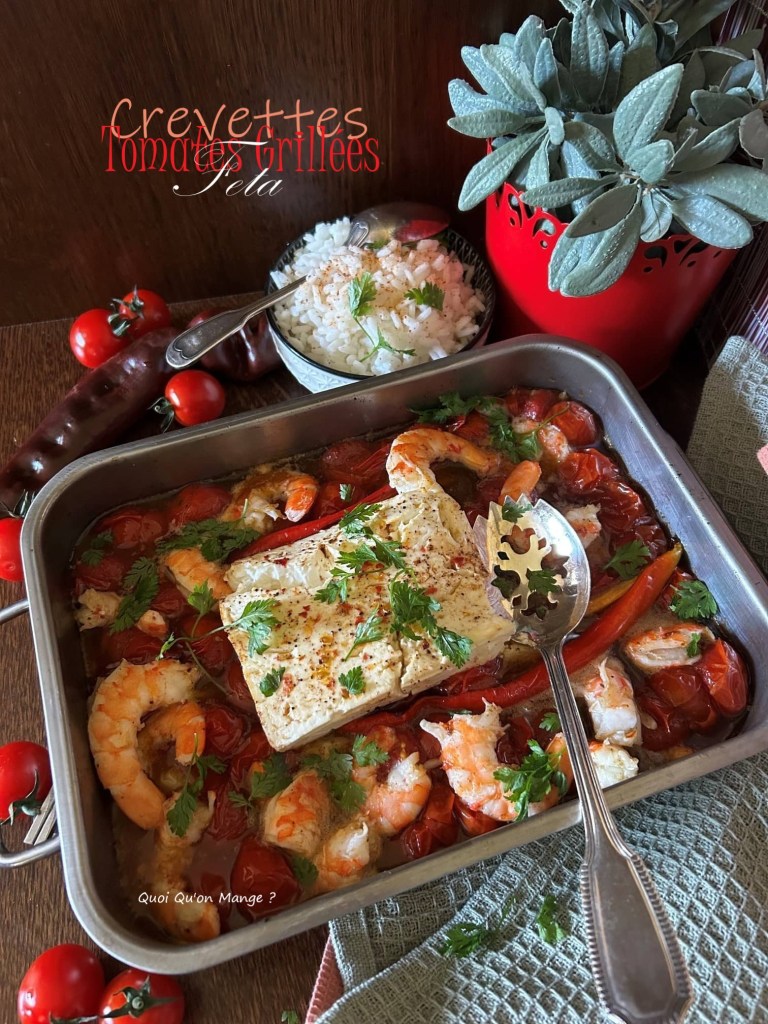Crevettes - Tomates grillées & Feta | Recette de Y. Ottolenghi